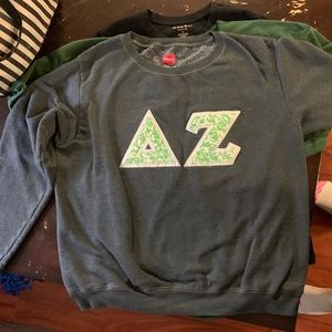 Grey Delta Zeta Crewneck with letters